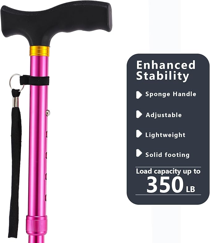 Walking Cane LIXIANG Cane for Man/Woman | Mobility & Daily Living Aids | 5-Level Height Adjustable Walking Stick | Comfortable Plastic T-Handle Portable Walking Stick Folding Cane