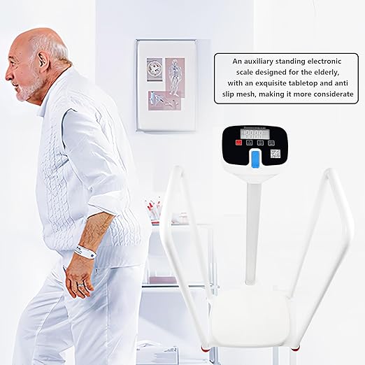Assist The Elderly in Measuring Weight gain While Standing, with an Electronic Scale with armrests, Suitable for use in clinics, Hospitals, Schools, Nursing Homes (Coconut Meat White)