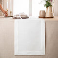 D'Moksha Homes Linen White Table Runner 90 Inches Long - Classic Hemstitch 100% Pure Linen White Dining Table Runner 14 x 90 Inch for Valentines, Spring, Easter
