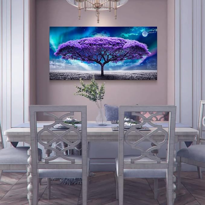 Lapremoly Purple Wall Canvas art For Living Room Bedroom Pictures Wall Decor Abstract Tree Large Art Wall Decor Nature Artwork Canvas Prints Colorful Office Paintings Decor Modern Room Decorations