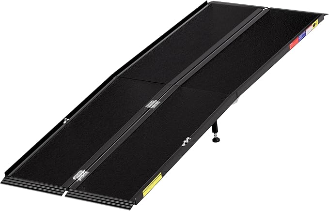 7FT Portable Wheelchair Ramp with Quick-Lock, Black Seamless Non-Slip Aluminum Folding Handicap Ramp,Threshold Ramp for Doorways, Wheel Chair Ramp for Home Steps