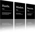 Unbruvo 3 Pieces Motivational Wall Decor-Inspirational Hustle Canvas Wall Art, Positive Affirmation Wall Decor for Living Room Bedroom Classroom Office(36”Wx16”H)
