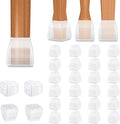 BALEINE 24 Pack Silicone Chair Leg Floor Protectors, Stool Leg Protectors Cap, Non-Slip Chair Leg Caps for Hardwood Floors (Clear & Small (Square), 24 Pack)