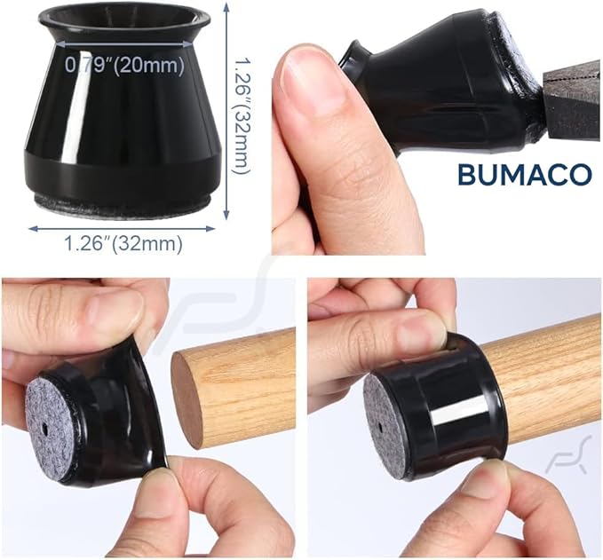 BUMACO 20Pcs Chair Leg Floor Protectors Chair Leg Protectors for Hardwood Floors Silicone Pads Covers to Protect Floors Black-20 Pcs Universal S(15/16" to 1-5/16")