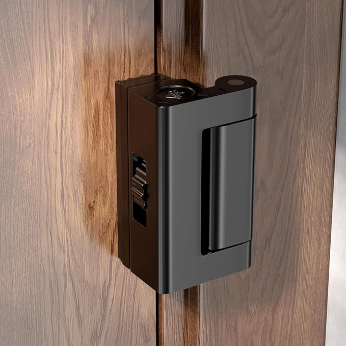 INIRET Adjustable Home Security Door Reinforcement Lock，Heavy Duty Zinc Alloy Door Lock,Childproof Safety Door Lock，Security Device for Enhanced Safety,Prevents Unauthorized Entry (1, Black)