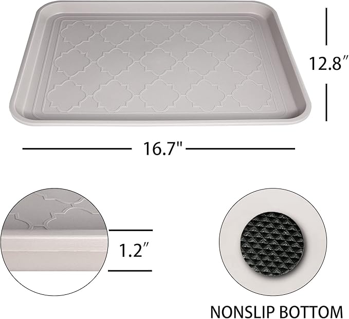 Boot Tray for Entryway Indoor, Heavy Duty Shoe Mat Tray 2 Packs, 16.7"x12.8" Waterproof Shoe Trays with Raised Edge, Outdoor Multi-Purpose Mat for Boots, Shoes, Garden