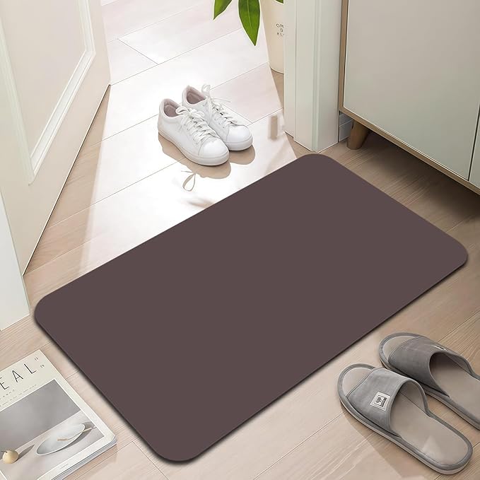 Ultra Thin Door Mat, 1/10 inch Thick Indoor Door Mats for Inside Entry, Non-Slip Rubber Backing Washable Doormat, Low Profile, Fade Resistant Dirt Trapper for Entrance, 35"X24", Coffee