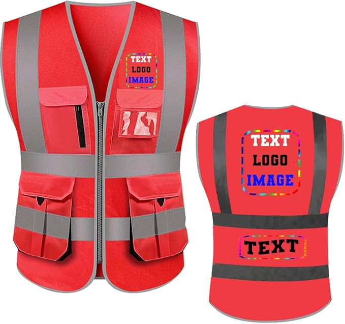 Custom Logo High Visibility Vest Customized Reflective Safety Vest With Pocket and Zipper