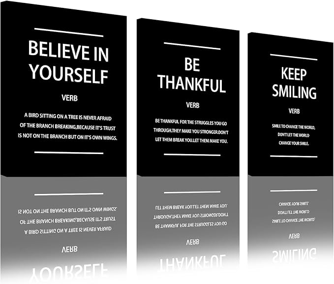 3 Piece Motivational Wall Art, Inspirational Quote for Office Decor, Framed Canvas Wall Decor for Classroom Home Living Room Bedroom(60" Wx28 H)