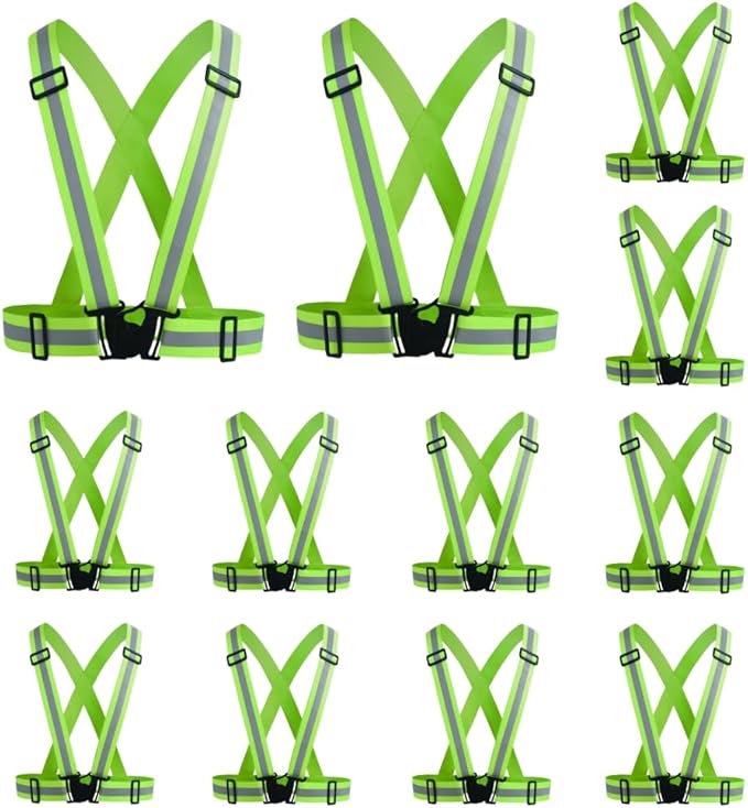Adjustable Reflective Safety Vest-360° Silver Straps for Cycling,Construction