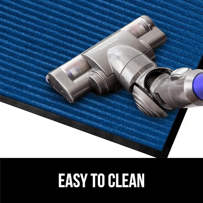 GORILLA GRIP Waterproof Traffic Guard Door Mat, 72x48, Heavy Duty Entryway Mats, Strong Rubber Back Commercial Utility Rugs for Office Hallway, Garage Floor and Home, Low Profile Carpet Runner, Blue