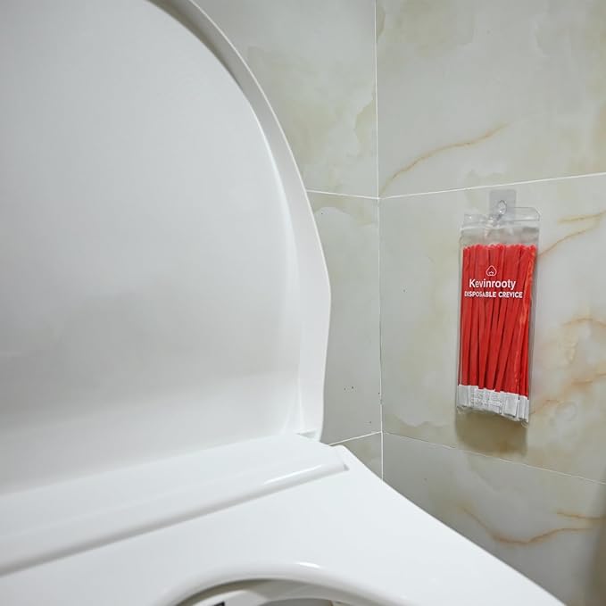 50pc Crevice Cleaning Brush Tool Kit - Disposable Toilet Brush & Seat Cleaner (Red)
