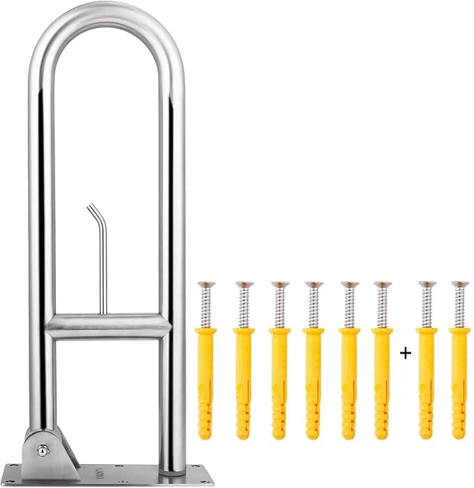23.6 INCH Stainless Toilet Safety Rails, WochiTV Handicap Grab Bars for Elderly, Disabled Flip-Up Bathroom Grab Bar with Paper Holder,Toilet Handrails Hand Grips Handle Shower Assist Aid