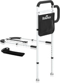 RELIANCER Bed Safety Rail for Elderly Adults w/Support Leg,Dual Handle Assist Grab Bar for Seniors,Adjustable Bedside Support Railings,Bed Side Assist Guard Rails,Bedside Hand Guard Bar Safety Bedrail