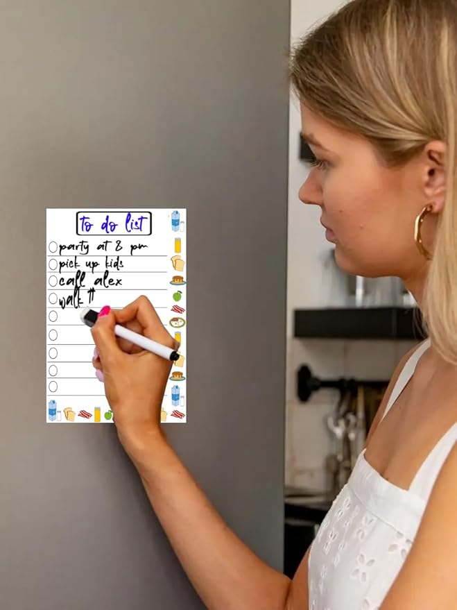 Magnetic Whiteboard for Fridge 3-Pack - 8.27"x5.8" Reusable Dry Erase Freezer Inventory to-Do List & Shopping List for Refrigerator - 2 Extra Fine Point Markers Included