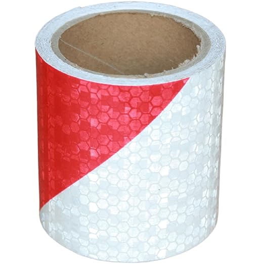 Red and White Reflective Tape Outdoor Waterproof 3 inch X 10 feet, High Visibility Hazard Conspicuity Safety Marking Tape