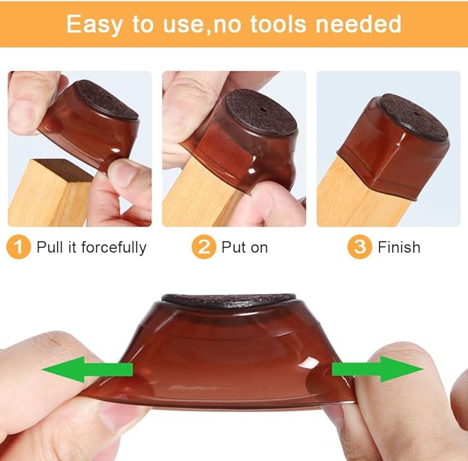32 Pcs Chair Leg Protectors for Hardwood Floors, Silicone Felt Furniture Leg Cover Pad for Protecting Floors from Scratches and Noise, Smooth Moving, Small(Fit Round Diameter：5/16" to 1-5/16")