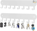 2 Pack Key Holder Wall Mount, Wall Mount Key Holder, Keys Holder On Wall, Key Hooks with 8 Hooks, Key Rack for Wall No Drill for Living Room, Kitchen, Bathroom, Garage (White)