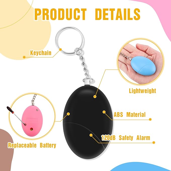 8 Pcs Personal Safety Alarm for Women 120db Loud Sound Personal Siren Self Defense Keychain for Women Elderly Joggers Night Workers