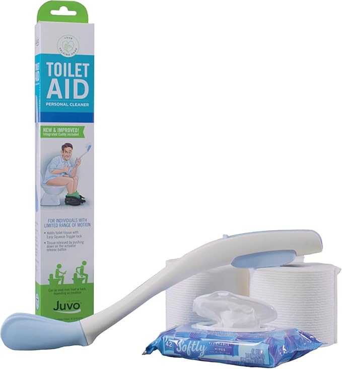 Juvo Toilet Aid (Pack of 2) - Personal Bottom Wiping Tool, Bathroom Mobility Aid for Disabled, Elderly, and Surgery Recovery - 18" Long Wand with Hygienic Cover
