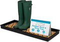 BIRDROCK HOME Rubber Boot & Shoe Tray | Coir Insert | 34" x 14" | Waterproof Shoe Tray for entryway | Trellis Pattern
