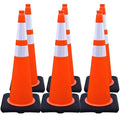 BESEA 6 Pack 36” Traffic Cones Orange Safety Road Cones with Reflective Collars, Heavy Duty Parking & Construction Cone for Traffic Control