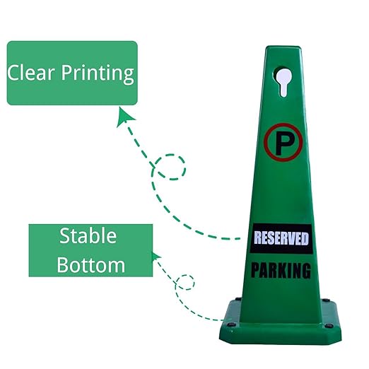BESEA 8 Pack No Parking Cone Green Caution 4 Sided No Parking Cone Reserved Parking