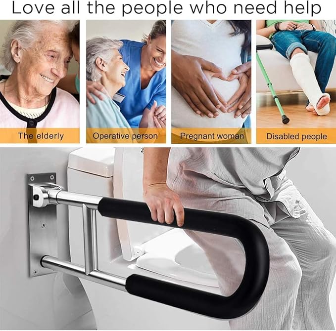 Handicap Grab Bars Rails 29.5 Inch Toilet Handrails Bathroom Safety Bar Hand Support Rail Handicapped Handrail Accessories for Seniors Elderly Disabled Mounted Bath Grips