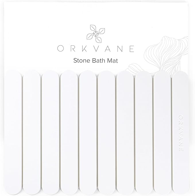Large Stone Bath Mat (28" x 19") – Foldable Diatomaceous Earth Bath Mat for Bathroom – Quick Dry, Super Absorbent, Non-Slip, Easy to Clean – Spa-Inspired Design – Orkvane – Sandstone