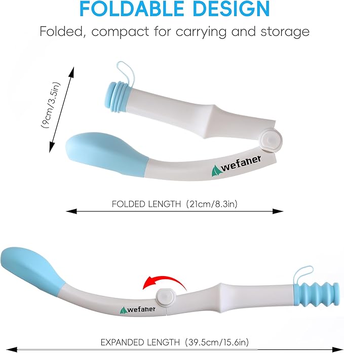 Foldable Toilet Aid, 15.6“ Long Comfort Wipe Wand Bottom Buddy Toilet Self Tissue Aids for Toileting, Self Help Wipe Butt for Overweight Limited Mobility,Elderly, Pregnancy
