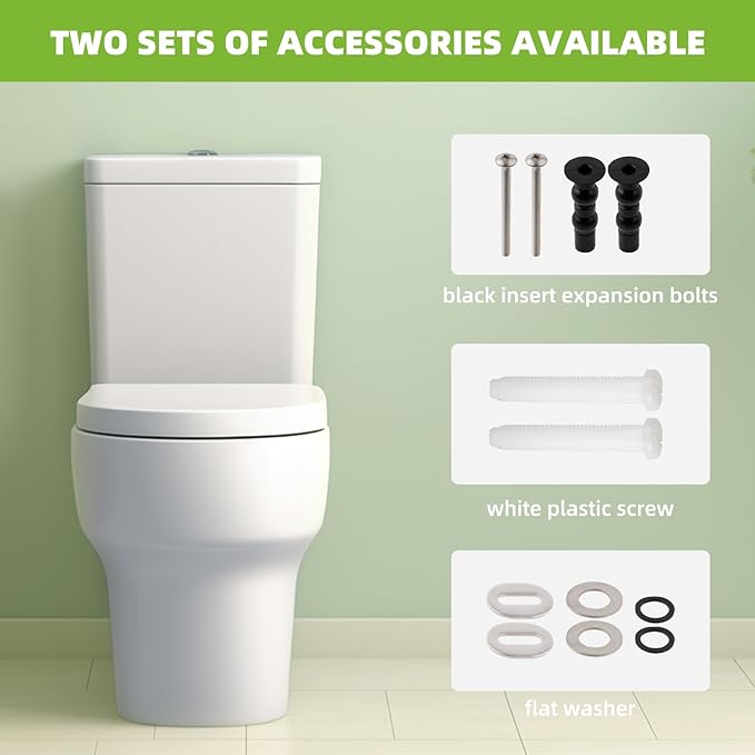 Toilet Seat Elongated with Slow Close Hinges Compatible with TOTO/Kohler/Gerber/American Standard, Universal Oval Fit, Four Bumpers Never Loosen, Two Sets Toilet Bolts and Nuts, Cotton White