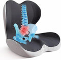 Seat Cushion for Office Chair and Car, Back & Tailbone Pain Relief, Raised Cushion for Back and Butt, Improves Sitting Posture, Ergonomic Memory Foam Lumbar Cushion, Double-Sided Anti-Slip