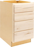 Quicklock RTA (Ready-to-Assemble) | Base Kitchen Cabinets - Shaker Style | Made in America (Raw Maple, 18" Wx34.5 Hx24 D 4 Drawer)