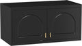 Metal Wall Cabinet, Overhead Cabinet for Wardrobe, Small Upper Storage Cabinet for Bedroom, Living Room, Black, 18" D x 32" W x1 5" H - Assembly Required