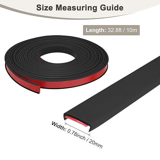 U-Shape Edge Banding, 0.78 Inch x 32.8 FT Self Adhesive Rubber Edge Trim Flexible TPE Corner Protector for Desk/Shelves/Furniture/Countertop/Table/Cabinet/Plywood [Black]