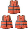 High-Visibility Safety Vests – Pack of 3, Reflective vest, Front Zipper & Utility Pockets for Maximum Safety