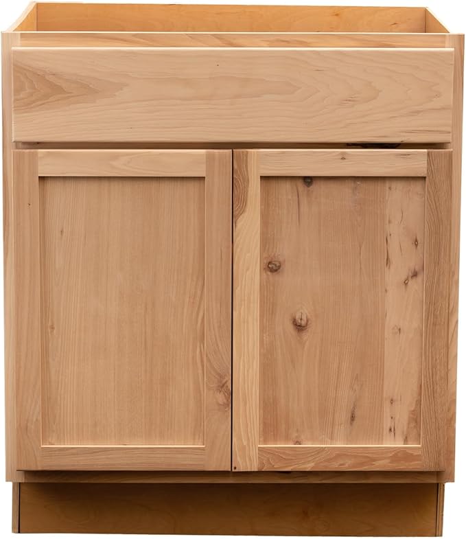 Quicklock RTA (Ready-to-Assemble) | Base Kitchen Cabinets - Shaker Style | Made in America (Raw Hickory, 36" Wx34.5 Hx24 D Base)