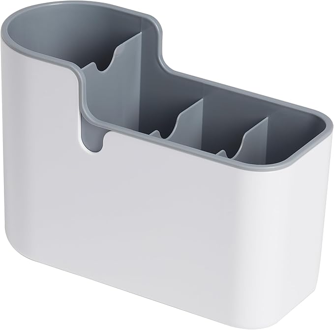 Amazon Basics Countertop & Wall Organization for Utensils, White & Grey