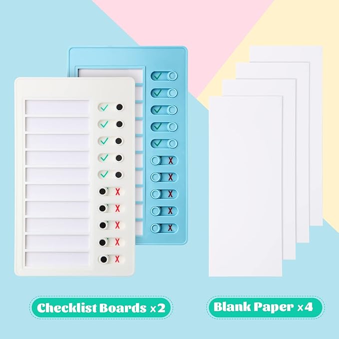 Aleric 2 Pieces Chore Chart for Kids to do List Chores Checklist Task Board, Sliding Morning Routine Chart for Adults, Daily Memo RV Checklist Planning Boards Reminder Charts