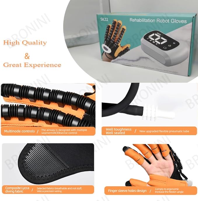 Hand Rehabilitation Robot Gloves, 4rd Generation Portable USB Chargeable Hand Stroke Recovery Equipment, 4 Modes & 9 Strength Levels Robot Hand Glove for Hemiplegia Hand Therapy