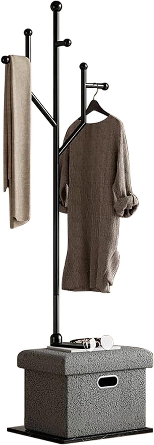Modern Metal Coat Rack Stand, Heavy Duty Coat Rack Freestanding with Natural Marble Base, 8 Hooks, Ideal for Bedroom, Entryway, Hallway, Office, Gifts for Women, for Mom, for Men (Black)