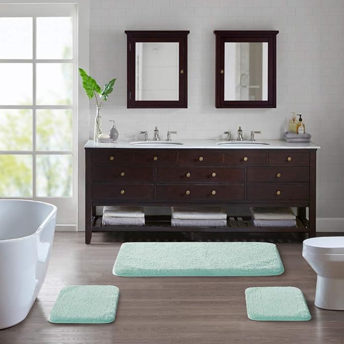 Suchtale Extra Soft & Absorbent Shaggy Bath Mat (24 x 40, Aqua) - Machine Washable Microfiber, Non Slip, Luxury Floor Mat