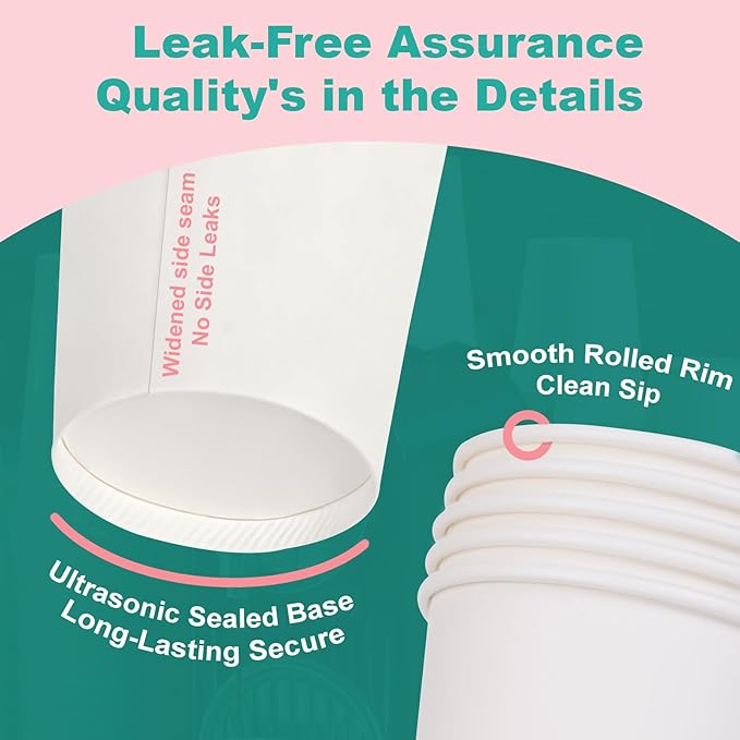 12 oz 1000 Pack Disposable Coffee Cups, Bulk White Disposable Paper Cups, Coffee Cups for Hot Tea, Chocolate and Cold Drinkse