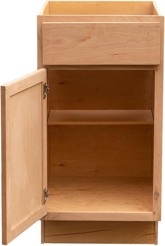 Quicklock RTA (Ready-to-Assemble) | Base Kitchen Cabinets - Shaker Style | Made in America (Raw Cherry, 15" Wx34.5 Hx24 D Base)