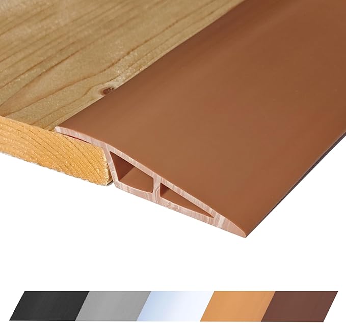 1/2" to 3/5" Height Threshold Ramp - Rubber Threshold, Floor Transition Strip, Wheelchair Ramp, Door Strip, Carpet to Tile Strip (Tawny Browm, 80 inches)