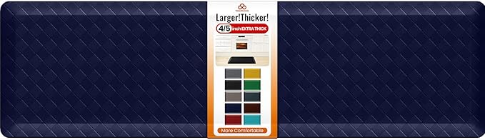 4/5 Inch Extra Thick Kitchen Mats for Floor,Non Slip Anti Fatigue Kitchen Rugs,Waterproof Stain Resistant Sink Mat,Cushioned Standing and Comfort Mats for Office (17"x60" Blue)