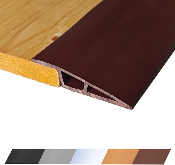 1/2" to 3/5" Height Threshold Ramp - Rubber Threshold, Floor Transition Strip, Wheelchair Ramp, Door Strip, Carpet to Tile Strip (Brunette Brown, 80 inches)