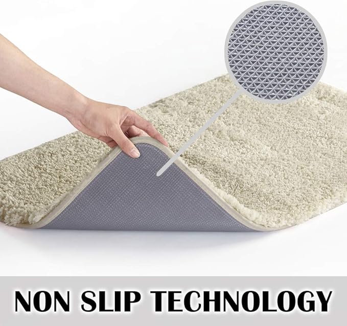 Suchtale Bath Rug for Non Slip Bath Mat (20 x 32, Light Tan) Water Absorbent Soft Microfiber Shaggy Thick Plush Shower Mat