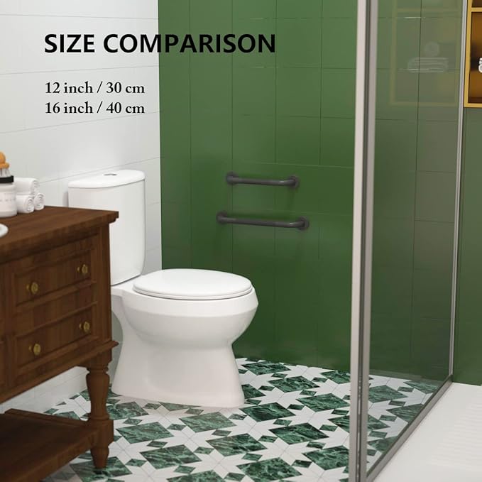 16 Inch Anti Slip Shower Grab Bar Oil Rubbed Black, Munzong Bathroom Grab Bar, Knurled Bathroom Balance Bar,Safety Hand Rail Support Handicap Elderly Injury Senior Assist Bath Handle