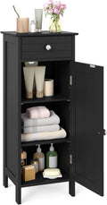 GLACER Floor Storage Cabinet, Multifunctional Bathroom Storage Cabinet with 2 Adjustable Shelves, Ideal for Bathroom, Living Room, 14 x 12 x 34.5 inches (Black)